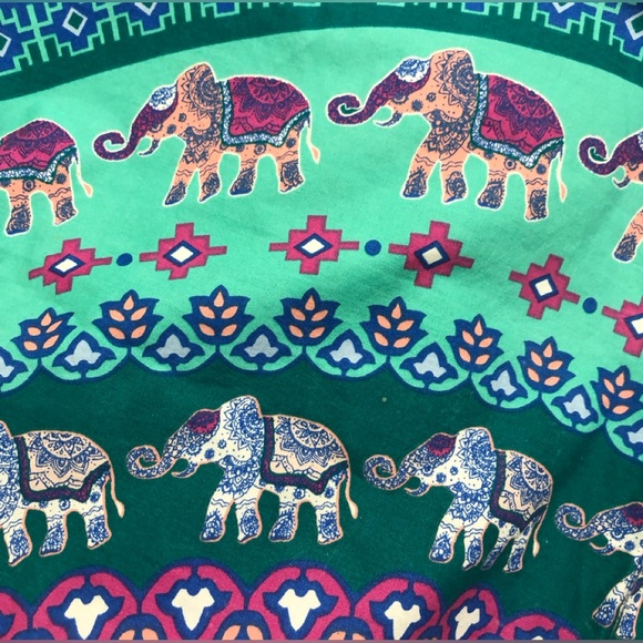 Tapestry Elephant mandala flowers graphic multi color. 58”X58” - Picture 2 of 4